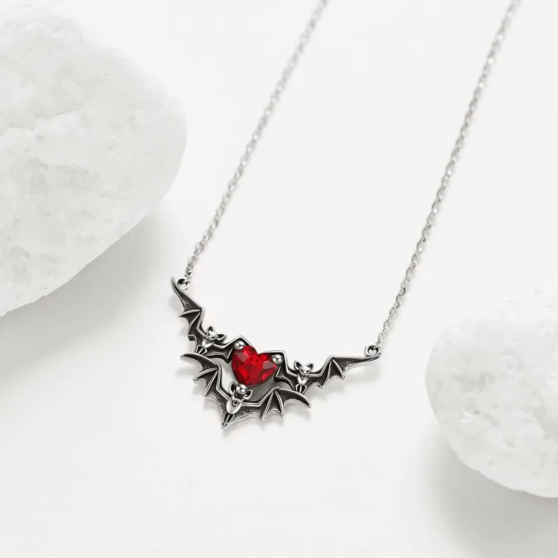 Elegant Bat-Wing Heart Necklace