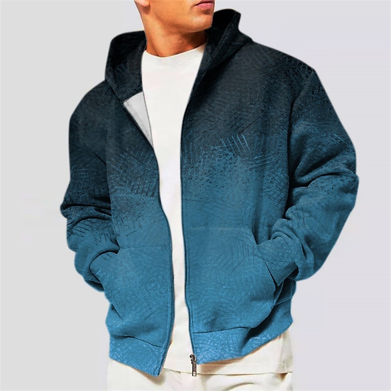 Geometric Graphic Full Zip Hoodie
