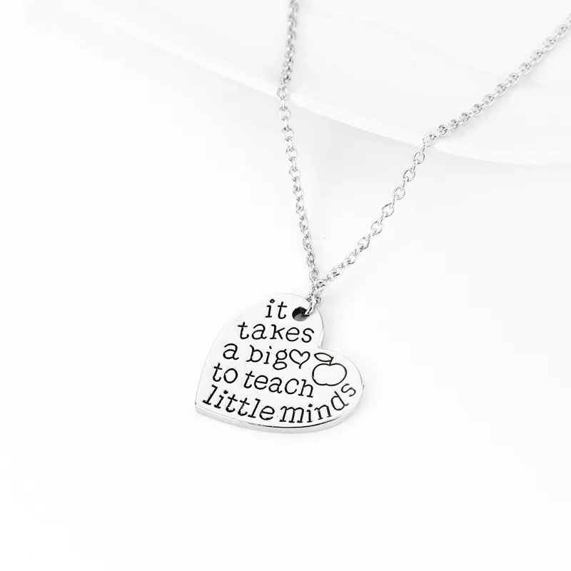 Heart-Shaped Inspirational Necklace for Teachers
